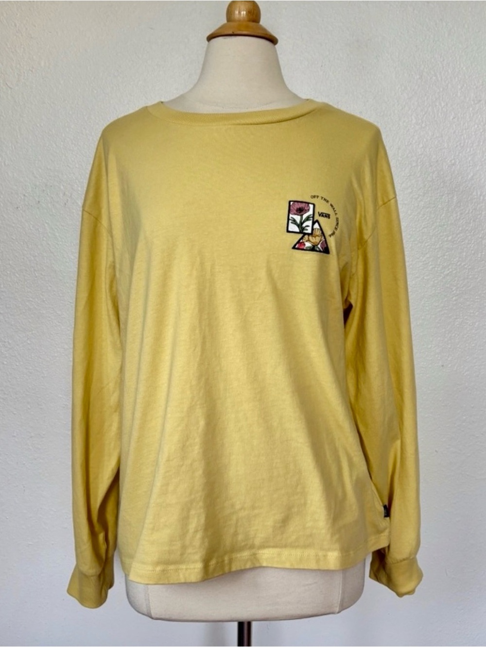 Vans Long Sleeve Tee in Yellow with Small Graphic
